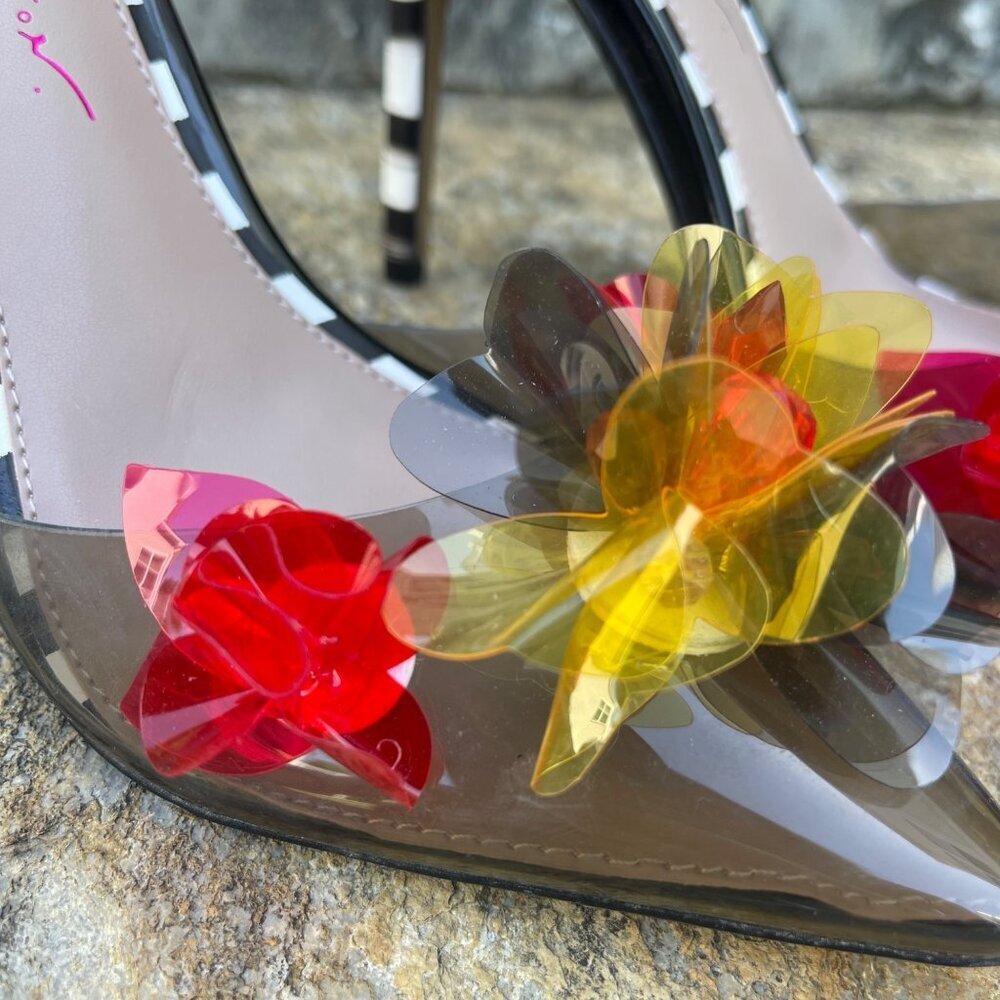 Betsey Johnson Heels Size 6.5M Whimsigoth Y2K Flower Ankle Strap Stiletto - Picture 5 of 12